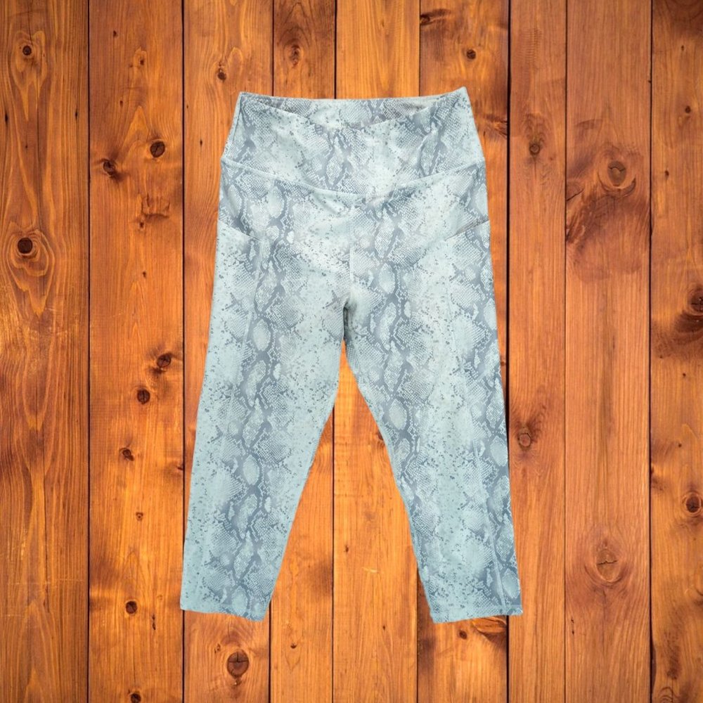 Nine West Gray White Snake Print Leggings Size Large L